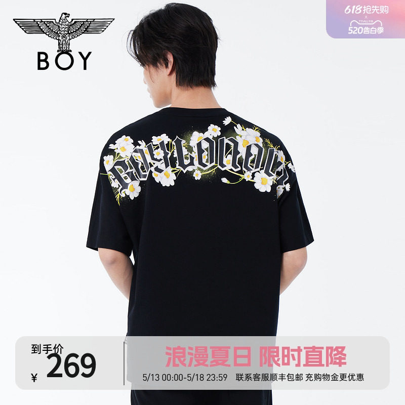 【夏日来信】BOYLONDON夏季情侣短袖字母洋甘菊印花T恤上衣