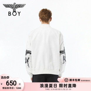 长袖 双袖 情侣款 BOYLONDON秋季 老鹰印花潮酷飞行员夹克外套N23010