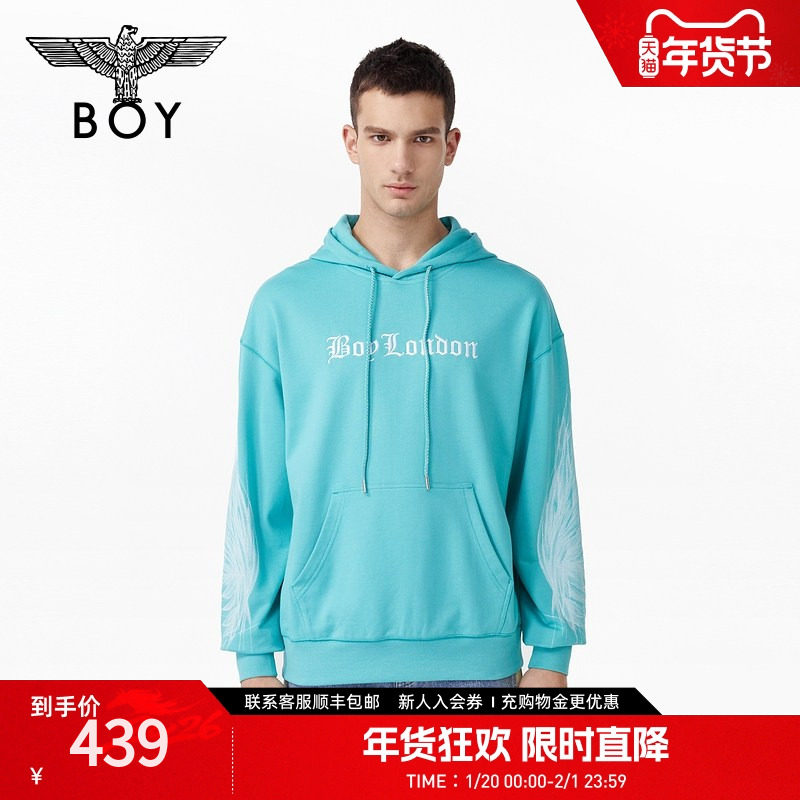 BOYLONDON春季情侣款设计感翅膀刺绣哥特复古连帽套头卫衣N04003,男装,卫衣,淘宝优惠券,粉丝福利购,淘宝优惠卷