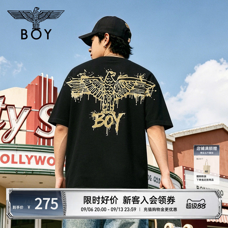 【朋克鎏金】BOYLONDON夏日黑金涂鸦字母T恤26男女LOGO短袖N01969图片