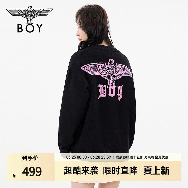 【绚烂烟火】BOYLONDON春撞色大V领毛衣针织学院开衫外套N