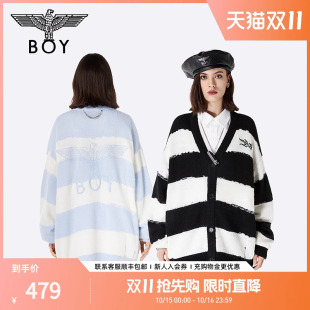 针织毛衣开衫 潮牌休闲慵懒情侣款 N64000 V领条纹时尚 BOYLONDON秋季