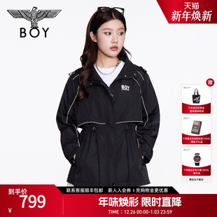 连帽拉链女士夹克外套W23063 潮牌休闲时尚 BOYLONDON2025新款 春季