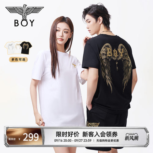 【暗夜金羽】BOYLONDON复古潮牌朋克短袖夏季男女同款T恤N01045