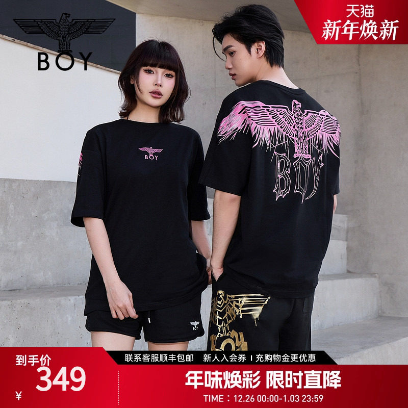 【白羽入夜】BOYLONDON春夏情侣款潮牌紫外线变色短袖T恤N