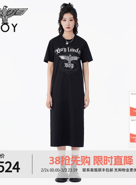 【银河梦境】BOYLONDON夏女黑色连衣裙印花时尚长裙W17095