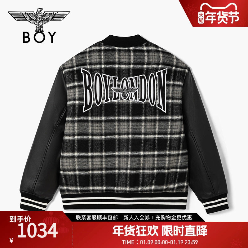 BOYLONDON春季情侣款格子外套宽松时尚棉服N29001