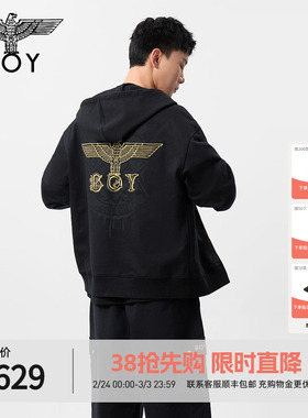 【金鹰印记】BOYLONDON春季男女同款潮牌连帽开衫卫衣N06002