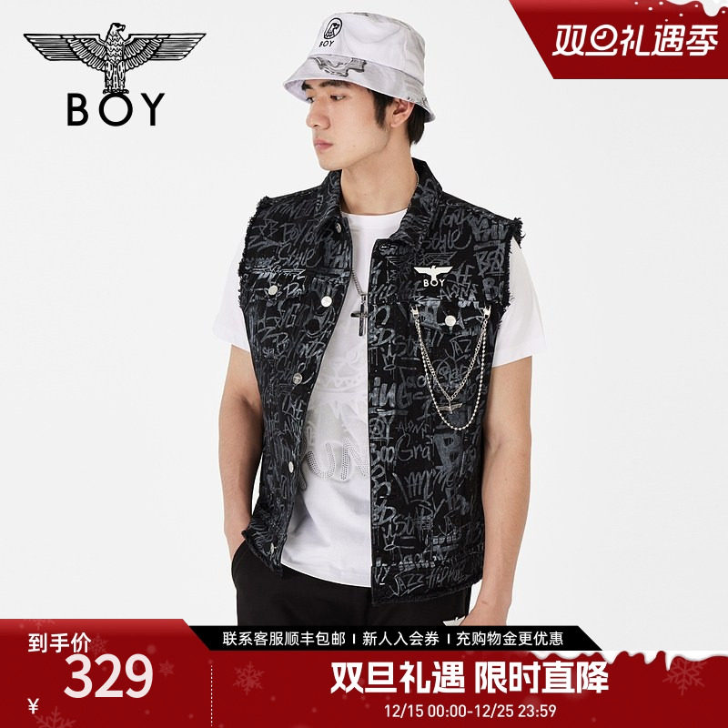 boylondon潮牌男女同款牛仔马甲