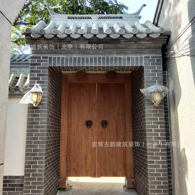榆木148中式对楼开老门复古庭院原木合别墅大门茶四院仿古门民宿