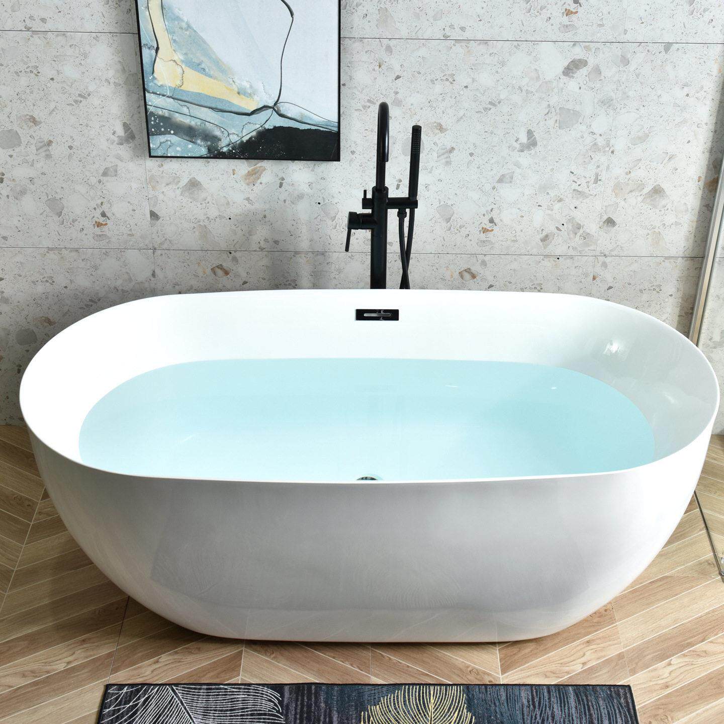 bathtub酒店民宿亚克力独立浴缸卫生间洗澡缸工程椭圆形1.3-1.7米