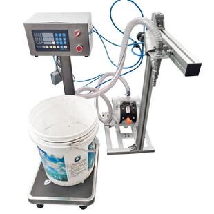 称重计量气动真石漆油漆桶装涂料颜料胶水粘稠浆料膏体分灌装机