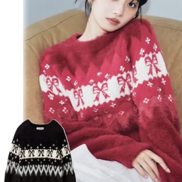 日本代购lily brown LWNT255812 水钻毛绒针织秋冬新品