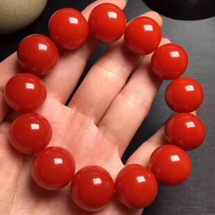 正品捡漏天然保山南红玛瑙手串手链佛珠柿子红满肉男女款单圈玉佩