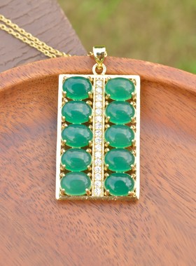 铜镶嵌玉髓精打细算吊坠女款时尚