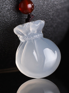 冰种玉髓钱袋财运吊坠男女情侣款