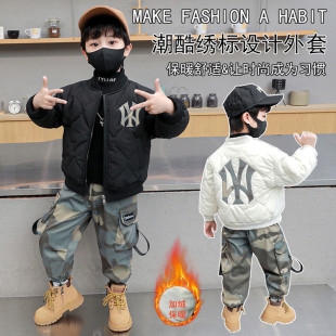 奥特莱斯衣服男童2025秋冬装棒球服套装帅气男宝冬季加绒运动外套