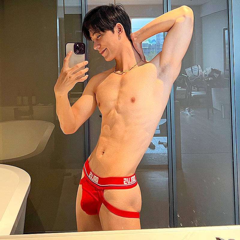 丁字裤男士性感低腰透气纯棉舒适提臀显大内裤双丁后空白色短裤潮