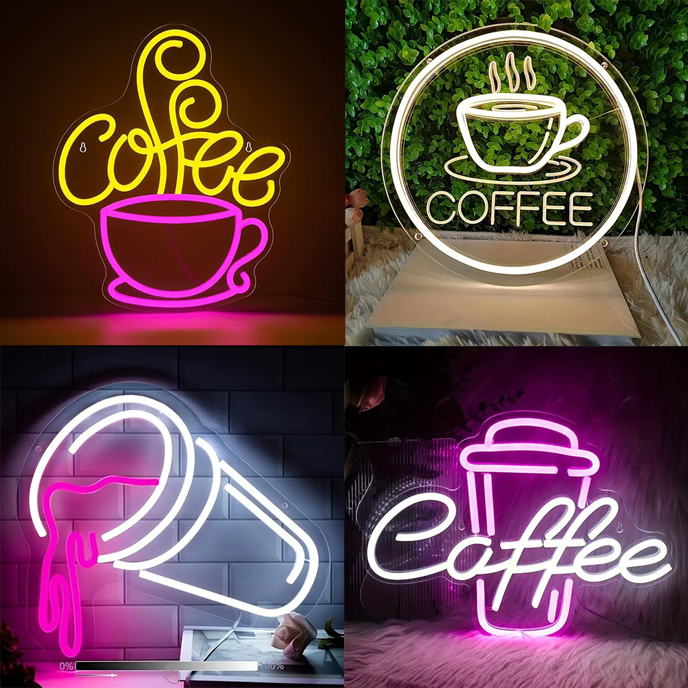 亚马逊热卖coffee灯牌咖啡馆霓虹灯led装饰创意字母咖啡造型灯