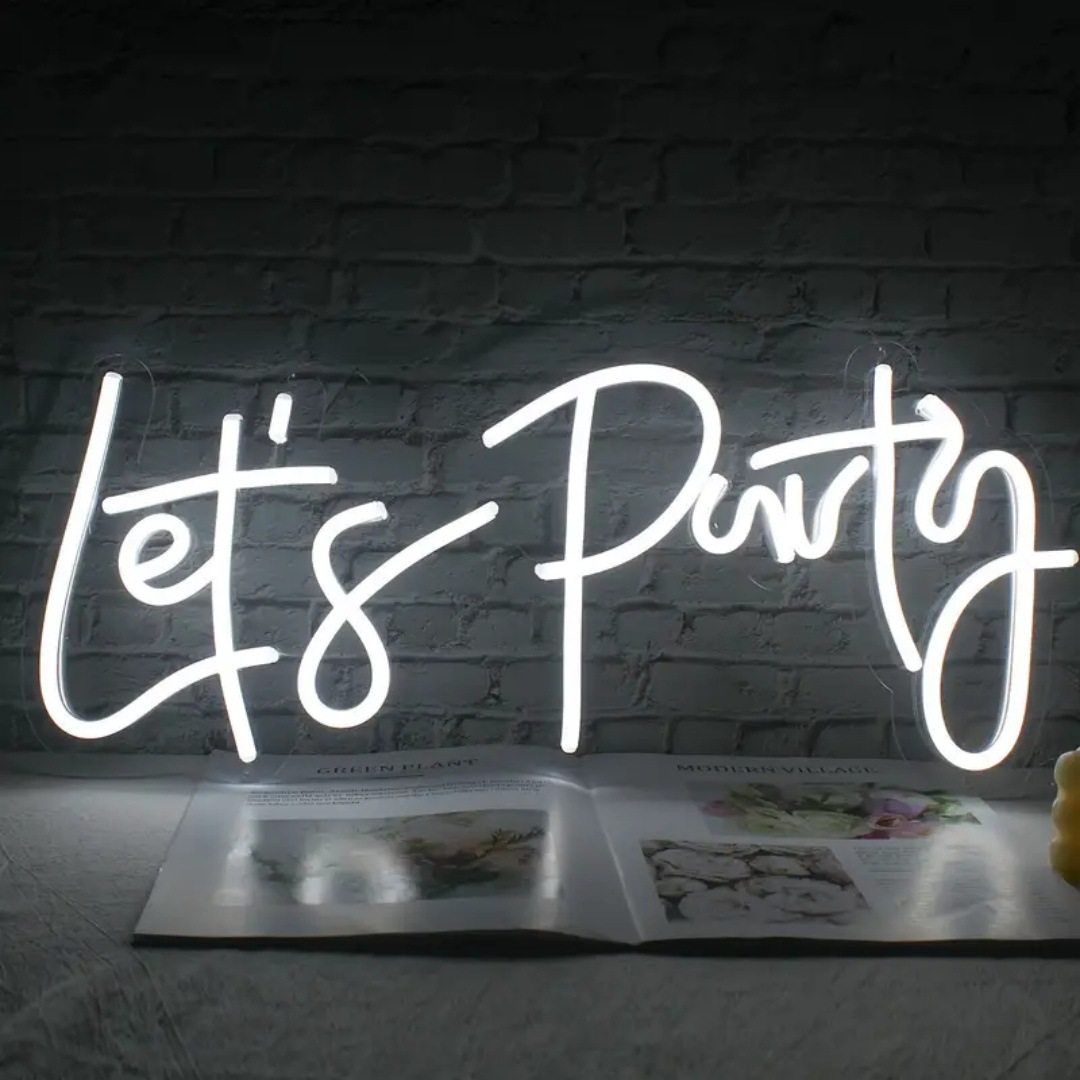 Let's party霓虹灯，派对装饰，酒吧道具，订婚结婚仪式，LED照明