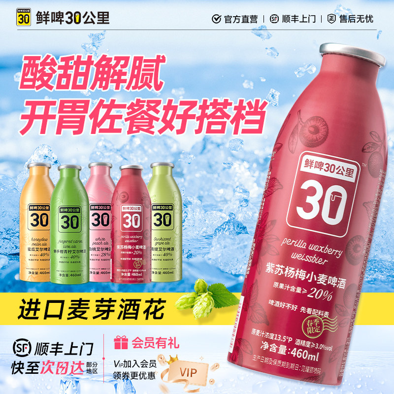鲜啤30公里精酿艾尔啤酒青提果啤组合460ml*4