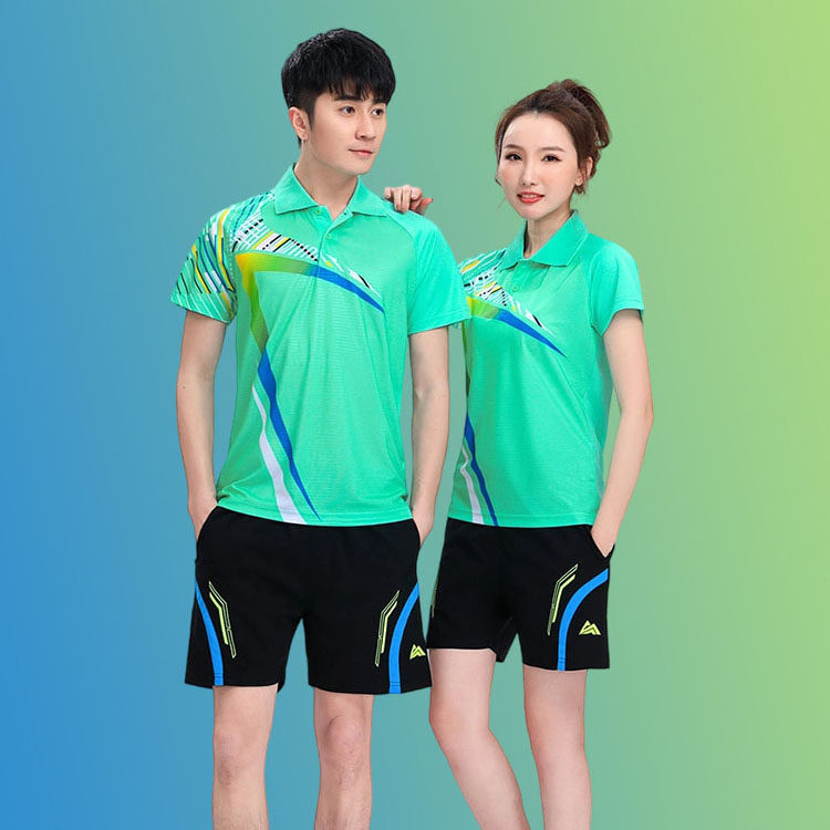翻领羽毛球服套装男女速干透气乒乓球服印字排球服比赛训练衣