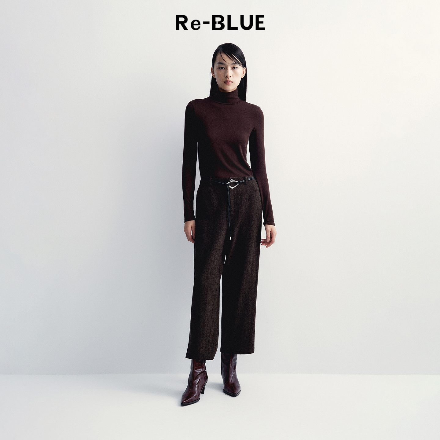 Re-BLUE通勤舒适感绵羊毛休闲裤