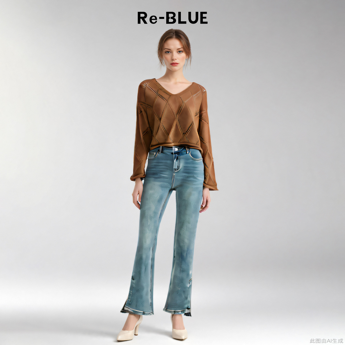 休闲时髦慵懒V领宽松针织