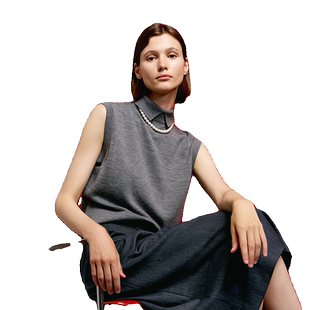 Re-BLUE轻奢优雅女装知性羊毛小翻领马甲针织衫