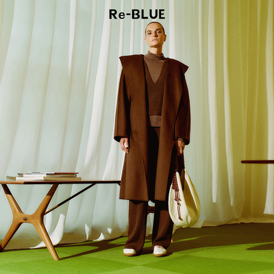 简约复古通勤直身翻领双面呢大衣