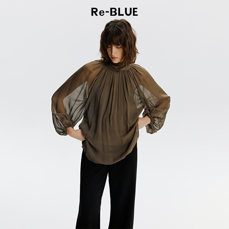 通勤透气轻薄衬衫抽褶