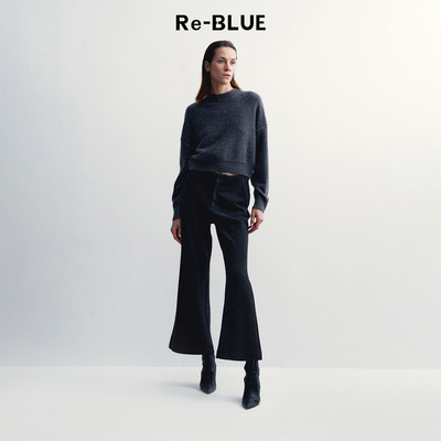 Re-BLUE气质简约夹花山羊绒毛衣