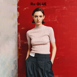 羊毛 温柔知性设计感高领针织衫 BLUE轻奢优雅女装
