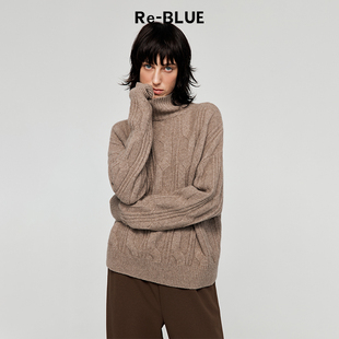 时髦慵懒羊毛羊绒半高领毛衣 BLUE轻奢优雅女装