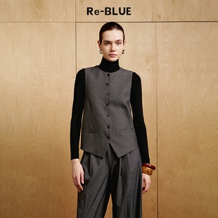 马甲 时髦通勤设计感修身 BLUE轻奢优雅女装