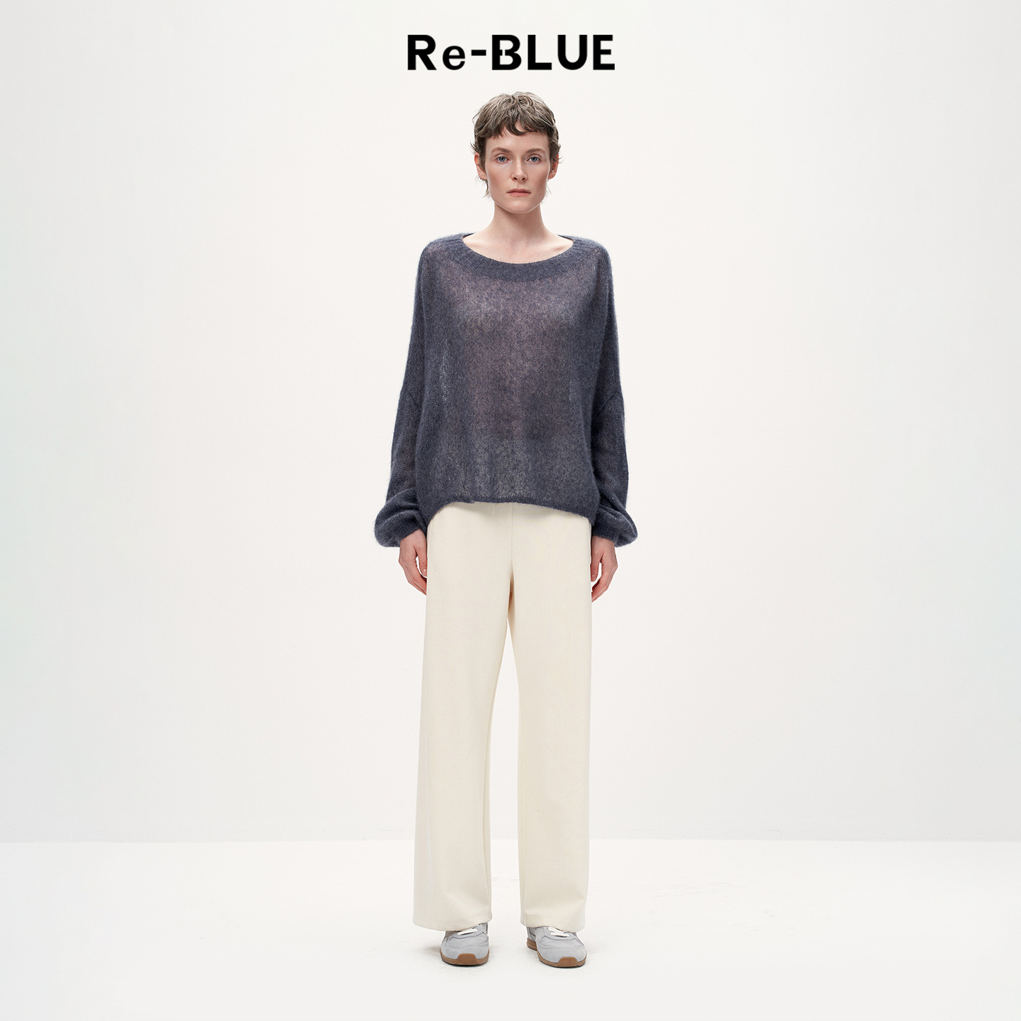 Re-BLUE温柔高级真丝羊绒针织衫