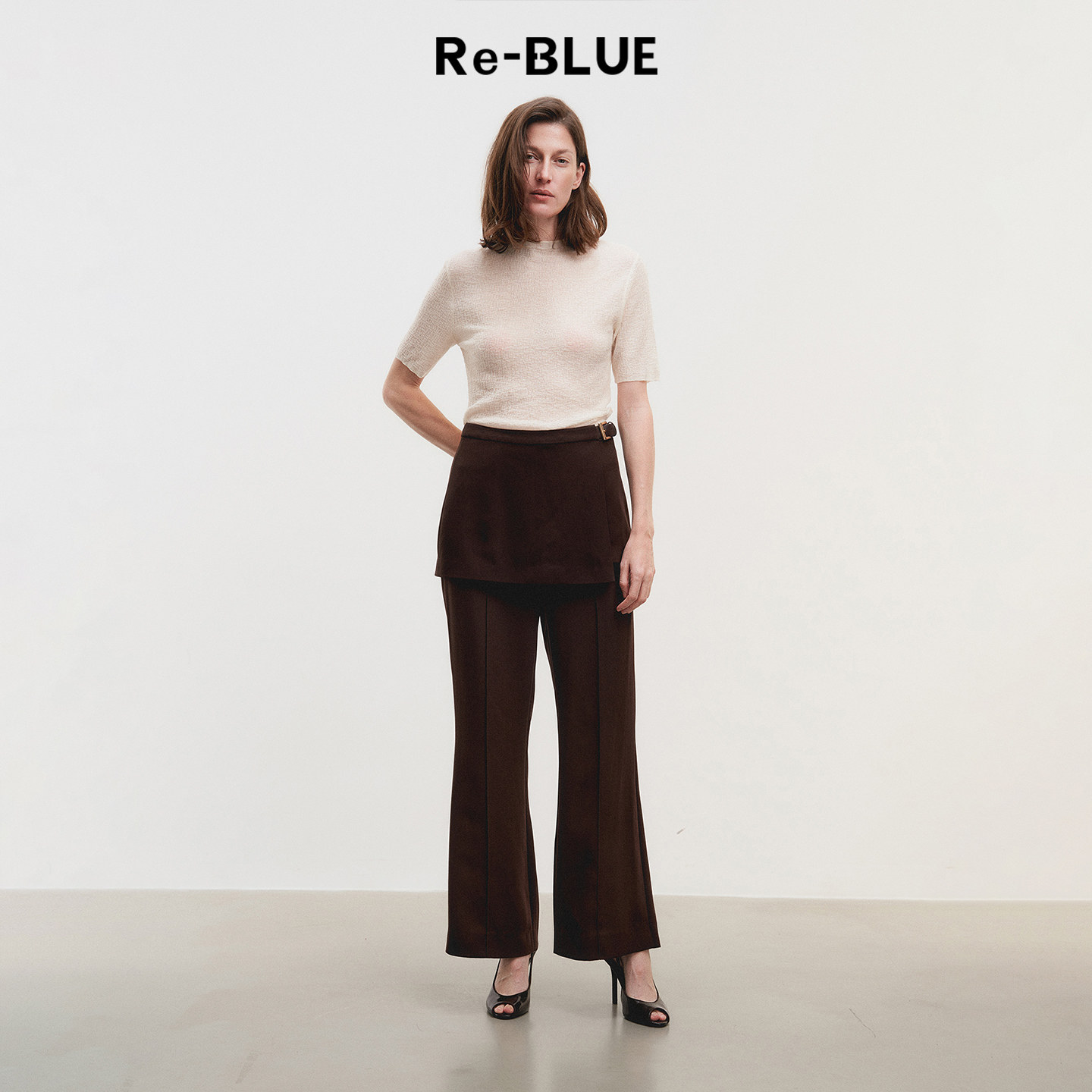 Re-BLUE轻奢优雅女装复古通勤屁帘设计微喇长裤美式松弛感休闲裤,女装/女士精品,休闲裤,淘宝优惠券,粉丝福利购,淘宝优惠卷