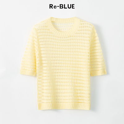 柔软羊毛条纹短袖针织衫