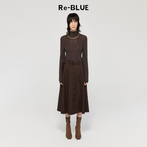 Re-BLUE百搭高领绵羊毛打底衫