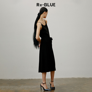 Re-BLUE轻奢优雅女装基础百搭针织吊带连衣裙