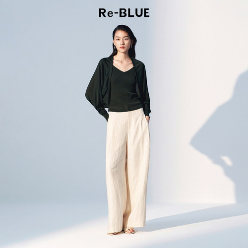 Re-BLUE松弛长袖贝壳版型针织衫
