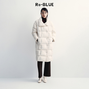 保暖羽绒外套 简约大翻领长款 BLUE轻奢优雅女装