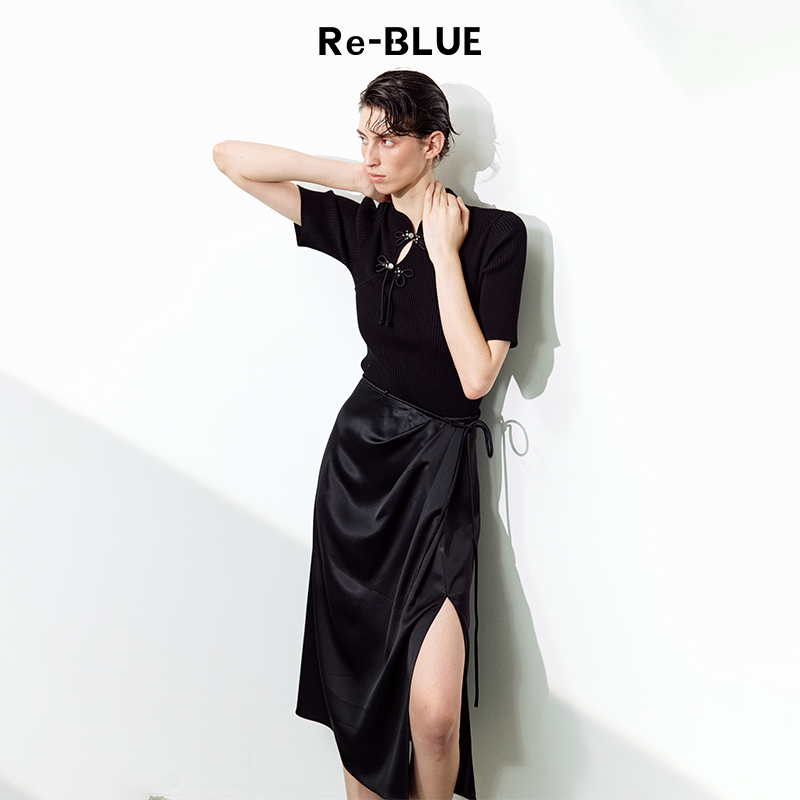 经典围裹式缎面醋酸半身裙