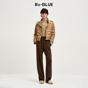 通勤短款 时尚 小立领白鸭绒羽绒服 BLUE轻奢优雅女装