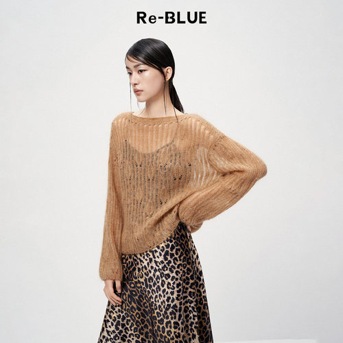 Re-BLUE轻奢氛围感知性针织上衣