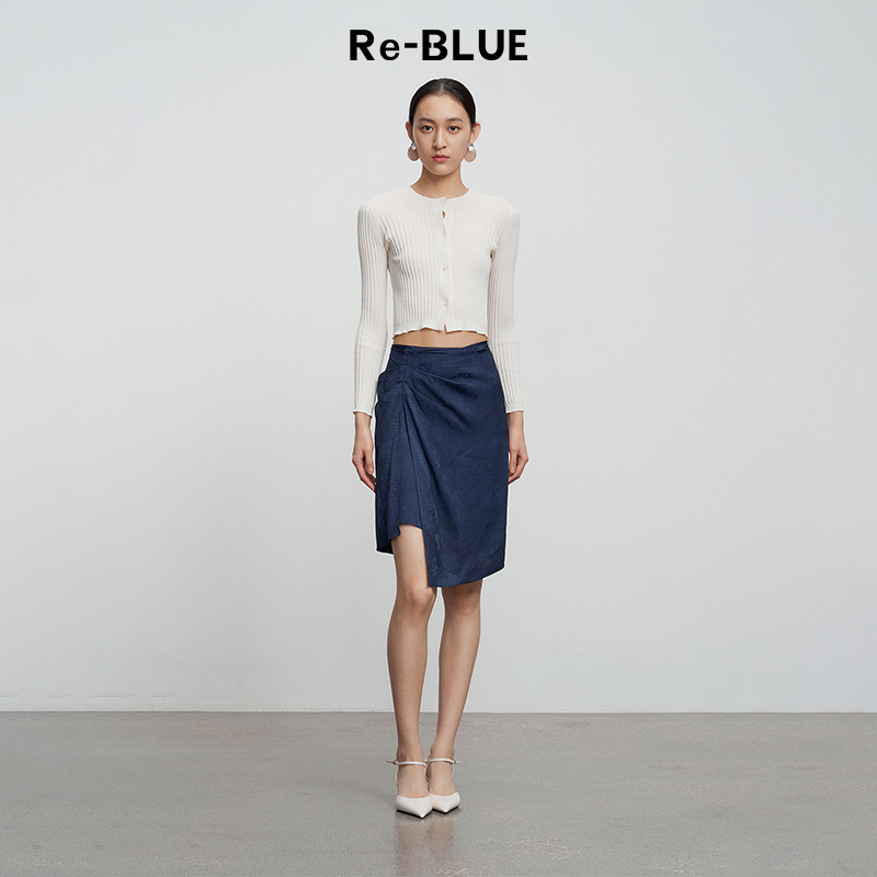 简约百搭高腰抽褶短款半身裙