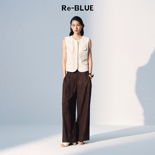 Re-BLUE度假风莱赛尔阔腿休闲裤