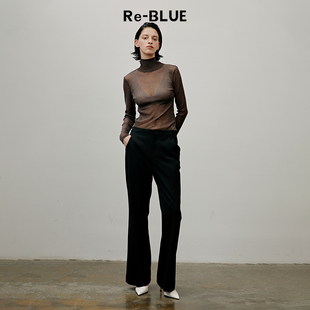 裤 精仿羊毛黑色高腰直筒西装 BLUE轻奢优雅女装