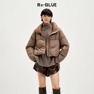 时尚 BLUE轻奢优雅女装 摩登立领白鹅绒羽绒服 刘芸同款