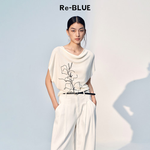 Re-BLUE立体绣莱赛尔针织小上衣